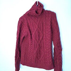 Inis Crafts Irish Wool Cable Knit Wool Sweater Size S